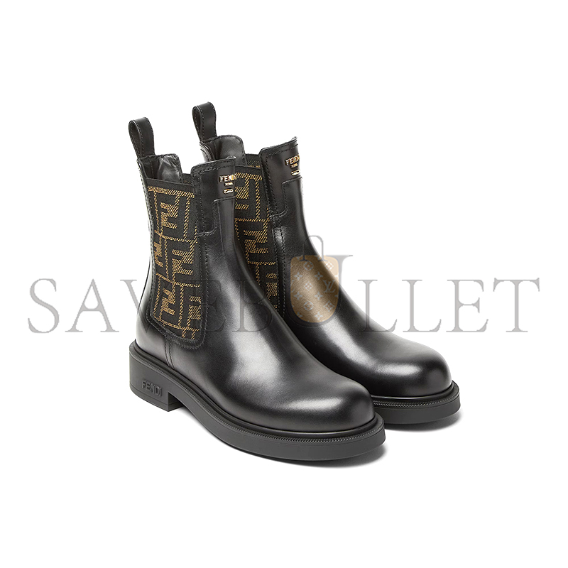 F**di filo black leather and ff fabric biker boots 8t8576a379f1tog